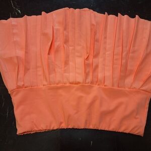 Pleated Coral Strapless Top